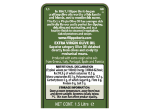 FILIPPO BERIO Extra Virgin Olive Oil, Cooking Oil & Salad Dressing, Large Bottle,1.5Ltr - Image 2