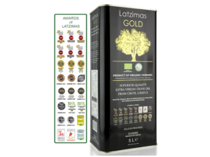 Latzimas GOLD ORGANIC BIO Awarded Superior Extra Virgin Olive Oil from Crete, Greece - Cold Extraction by Mechanical Means with Excellent Taste, Aroma and Purity (5 lt)